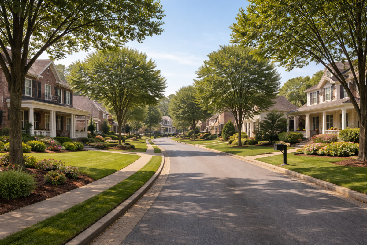 Fieldstone Farms neighborhood in Franklin, Tennessee with family-friendly homes and mature trees