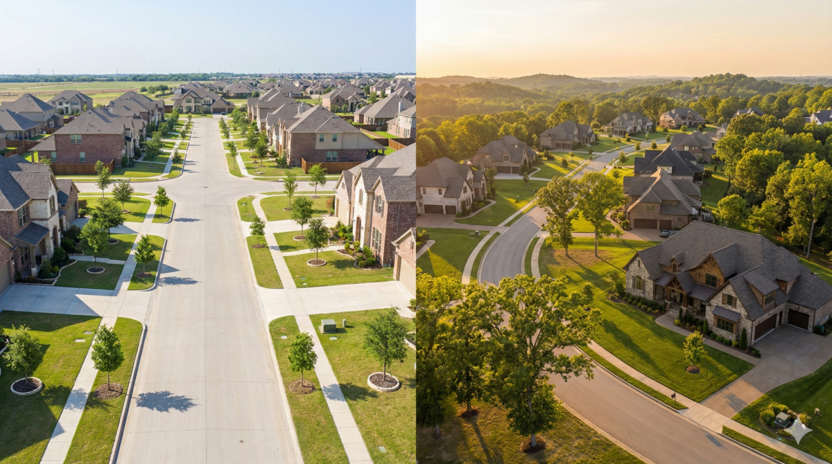 Moving to Nashville from Texas comparison showing suburban lifestyle differences