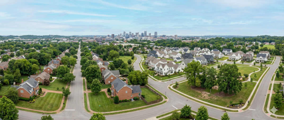 Nashville suburbs comparison showing residential neighborhoods and skyline