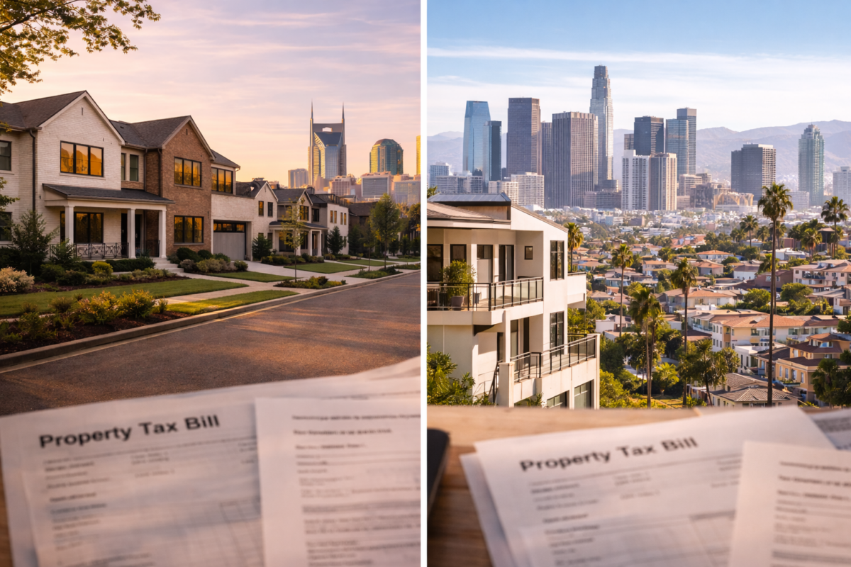 Property tax comparison between Nashville Tennessee and California homes